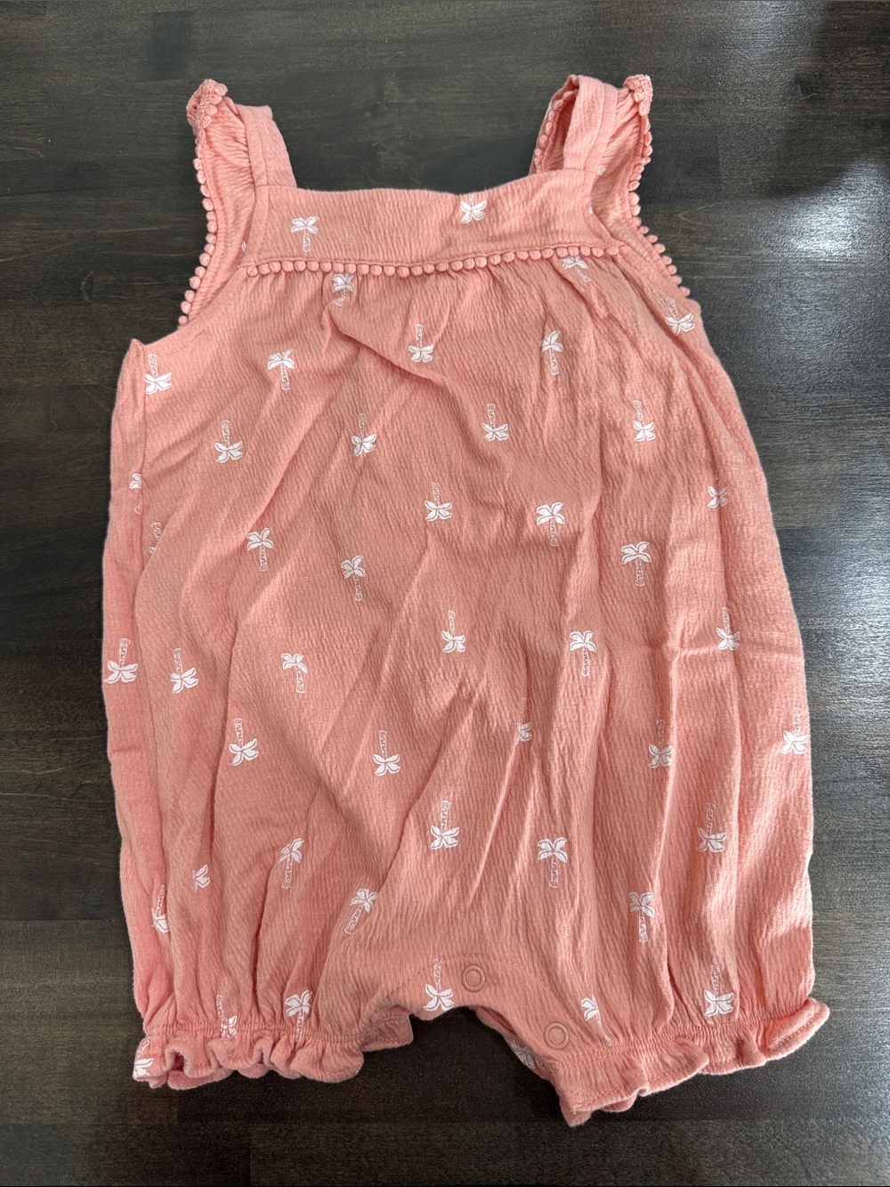 Carter's Peach Pink Floral Embroidered Baby Romper